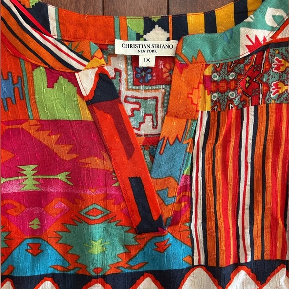Christian Siriano Colorful Geometric Aztec Blouse Size 1X - Picture 3 of 11